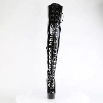 Černé erotické kozačky DEL3022/B/M | DELIGHT-3022 Pleaser - zepředu
