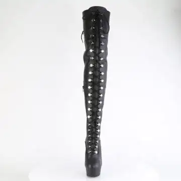 Černé matné erotické kozačky DEL3022/BPU/M | DELIGHT-3022 Pleaser - zepředu