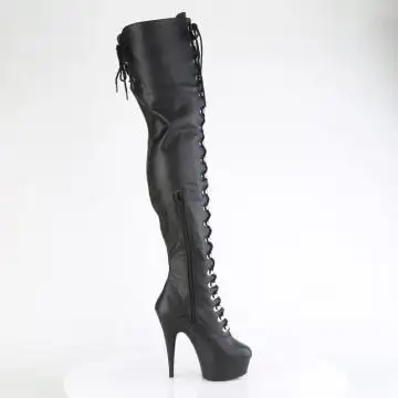Černé matné erotické kozačky DEL3022/BPU/M | DELIGHT-3022 Pleaser - z vnějšku