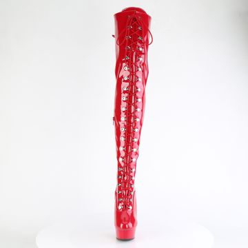 Červené lakované erotické kozačky DEL3022/R/M | DELIGHT-3022 Pleaser - zepředu