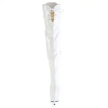 Bílé erotické kozačky DEL3022/W/M | DELIGHT-3022 Pleaser - zezadu