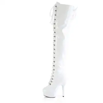 Bílé erotické kozačky DEL3022/W/M | DELIGHT-3022 Pleaser - z vnitřku