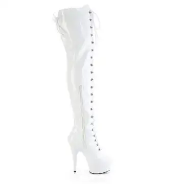 Bílé erotické kozačky DEL3022/W/M | DELIGHT-3022 Pleaser - z vnějšku