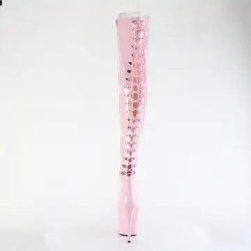 Růžové erotické kozačky DEL3063/BP/M na stehna | DELIGHT-3063 Pleaser - zezadu