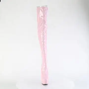Růžové erotické kozačky DEL3063/BP/M na stehna | DELIGHT-3063 Pleaser - zepředu