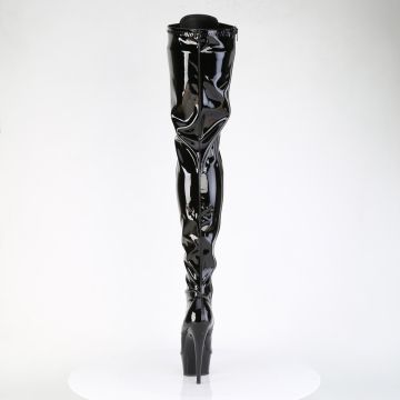 Černé dominantní kozačky na stehna Pleaser DEL4023/B/M | DELIGHT-4023 - zezadu