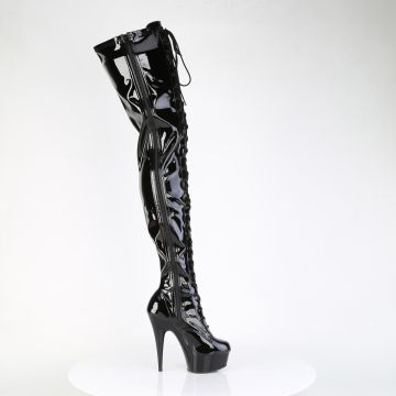 Černé dominantní kozačky na stehna Pleaser DEL4023/B/M | DELIGHT-4023 Pleaser - z vnějšku Černé dominantní kozačky na stehna Pleaser DEL4023/B/M | DELIGHT-4023 Pleaser - z vnějšku