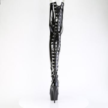 Černé kozačky na stehna se šněrováním Pleaser DEL4063/B/M | DELIGHT-4063 Pleaser - zezadu Černé kozačky na stehna se šněrováním Pleaser DEL4063/B/M | DELIGHT-4063 Pleaser - zezadu