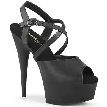 Černé páskové sandály na platformě Pleaser DEL624-1/BPU/M | DELIGHT-624-1 Pleaser