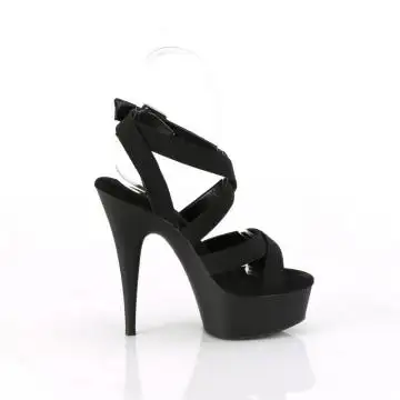 Černé páskové sandály na modeling Pleaser DEL638/BELS/M | DELIGHT-638 Pleaser - z vnějšku