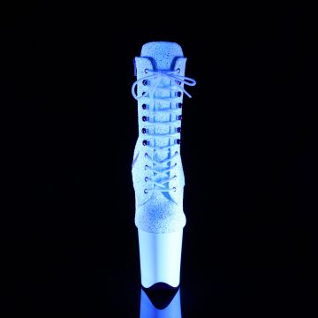 Bílé svítící taneční kozačky Pleaser FLAM1020LG/NWMG/NW | FLAMINGO-1020LG - zepředu