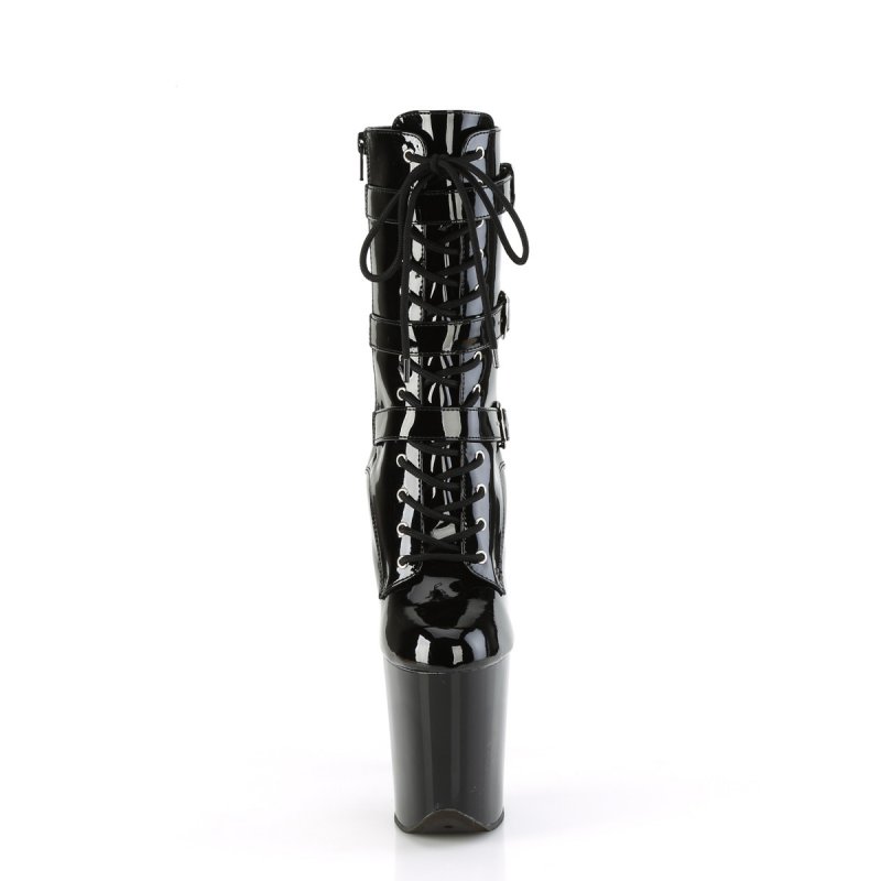 Černé kozačky k lýtkům na extra podpatku FLAM1043/B/M | FLAMINGO-1043 Pleaser - zepředu
