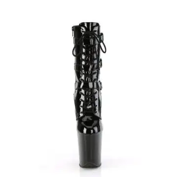 Černé kozačky k lýtkům na extra podpatku FLAM1043/B/M | FLAMINGO-1043 Pleaser - zepředu