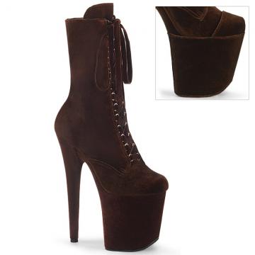 Kotníkové boty | Hnědé pole dance kozačky FLAM1045VEL/BN/M Pleaser