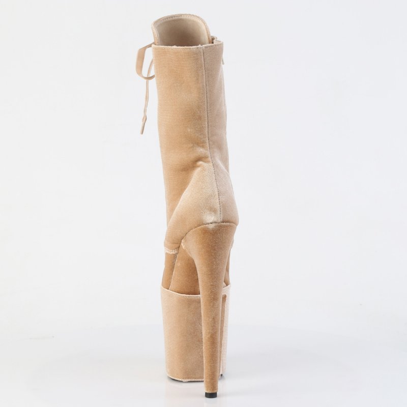 Krémové pole dance kozačky FLAM1045VEL/CR/M | FLAMINGO-1045VEL Pleaser - zezadu