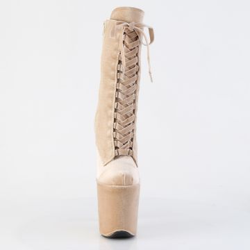 Krémové pole dance kozačky FLAM1045VEL/CR/M | FLAMINGO-1045VEL Pleaser - zepředu