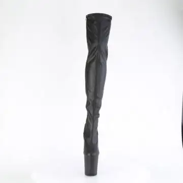 Černé matné kozačky pro dominy FLAM3000/BPU/M | FLAMINGO-3000 Pleaser - zepředu