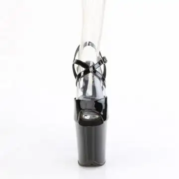 Černé páskové boty FLAM824/B/M Pleaser pro tanečnice go-go | FLAMINGO-824 Pleaser - zepředu