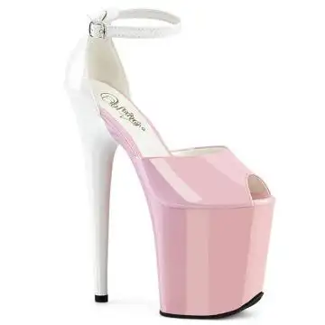 Růžovo bílé go-go boty FLAM868/BP-W/M | FLAMINGO-868 Pleaser