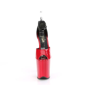 Červeno černé go-go boty FLAM868/R-B/M | FLAMINGO-868 Pleaser - zepředu Červeno černé go-go boty FLAM868/R-B/M | FLAMINGO-868 Pleaser - zepředu