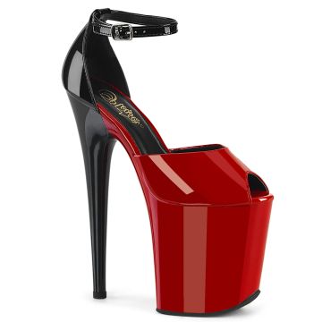 Červeno černé go-go boty FLAM868/R-B/M | FLAMINGO-868 Pleaser Červeno černé go-go boty FLAM868/R-B/M | FLAMINGO-868 Pleaser