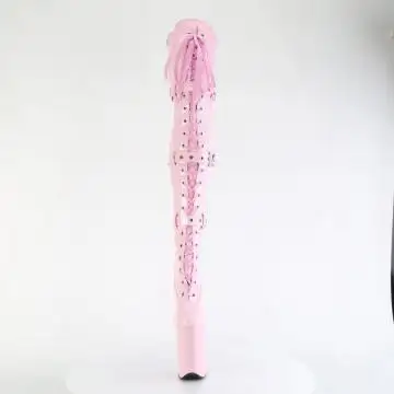 Růžové erotické stehenní kozačky INF3028/BP/M | INFINITY-3028 Pleaser - zepředu