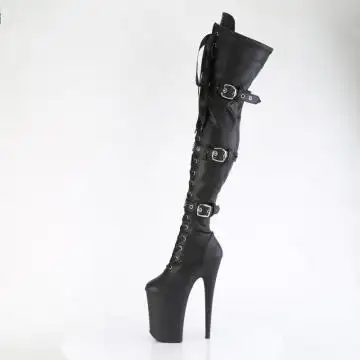 Černé matné erotické stehenní kozačky INF3028/BPU/M | INFINITY-3028 Pleaser - z vnitřku