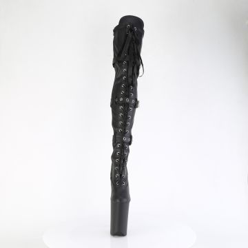 Černé matné erotické stehenní kozačky INF3028/BPU/M | INFINITY-3028 Pleaser - zepředu