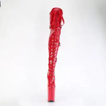 Červené erotické stehenní kozačky INF3028/R/M | INFINITY-3028 Pleaser - zepředu