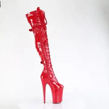 Červené erotické stehenní kozačky INF3028/R/M | INFINITY-3028 Pleaser - z vnějšku