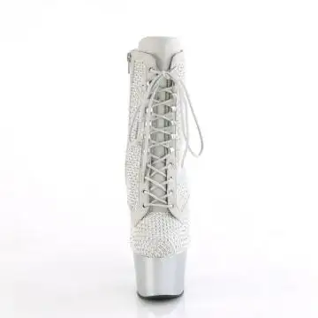 Stříbrné taneční kozačky ADO1020RM/SFS-RS/M | ADORE-1020RM Pleaser - zepředu