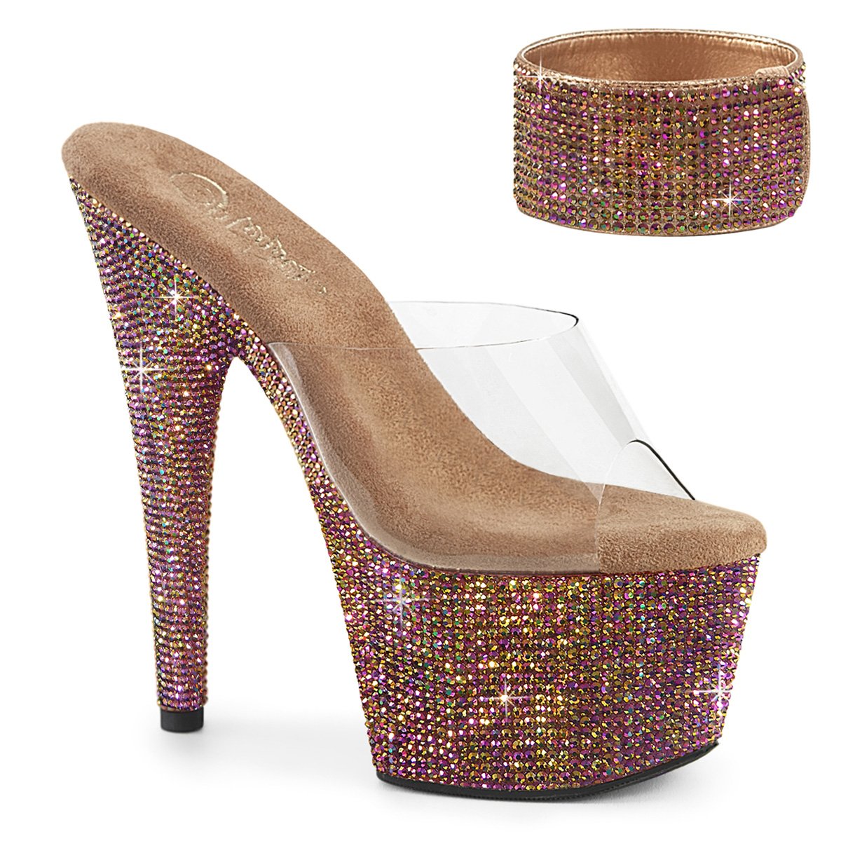 Bronzové luxusní pantofle BEJ712RS/C/BZRS | BEJEWELED-712RS Pleaser