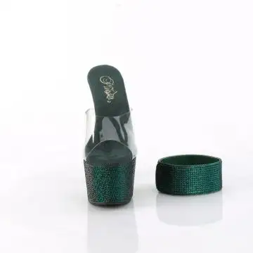 Smaragdové luxusní pantofle BEJ712RS/C/EMGNRS | BEJEWELED-712RS Pleaser - zepředu
