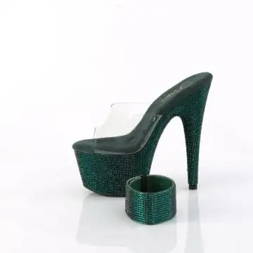 Smaragdové luxusní pantofle BEJ712RS/C/EMGNRS | BEJEWELED-712RS Pleaser - z vnitřku