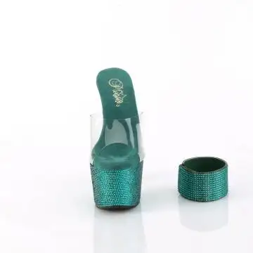 Zelené exkluzivní pantofle BEJ712RS/C/GNRS | BEJEWELED-712RS Pleaser - zepředu