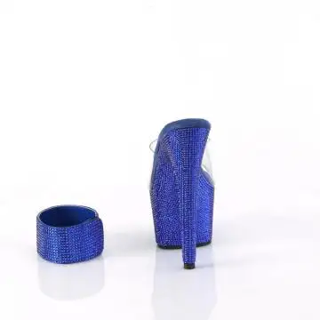 Modré luxusní pantofle BEJ712RS/C/RYBLRS | BEJEWELED-712RS Pleaser - zezadu