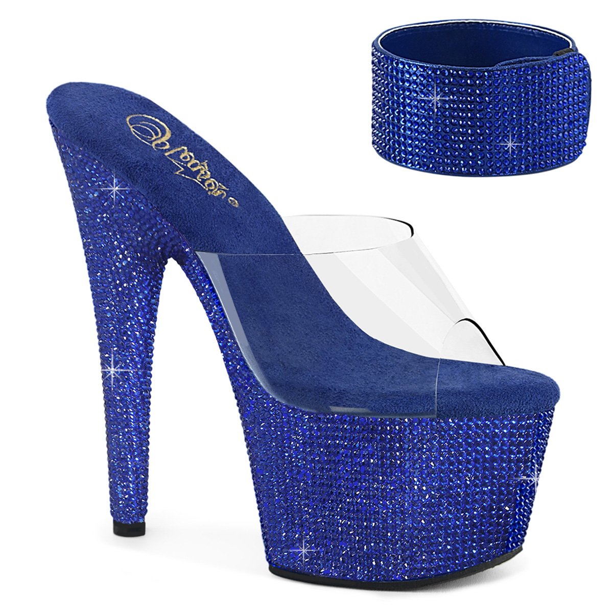 Modré luxusní pantofle BEJ712RS/C/RYBLRS | BEJEWELED-712RS Pleaser