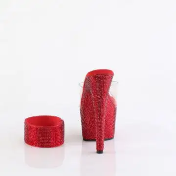 Červené luxusní pantofle BEJ712RS/C/RYRRS | BEJEWELED-712RS Pleaser - zezadu
