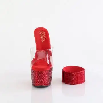 Červené luxusní pantofle BEJ712RS/C/RYRRS | BEJEWELED-712RS Pleaser - zepředu