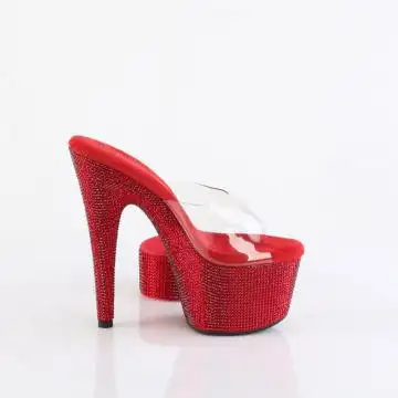 Červené luxusní pantofle BEJ712RS/C/RYRRS | BEJEWELED-712RS Pleaser - z vnějšku