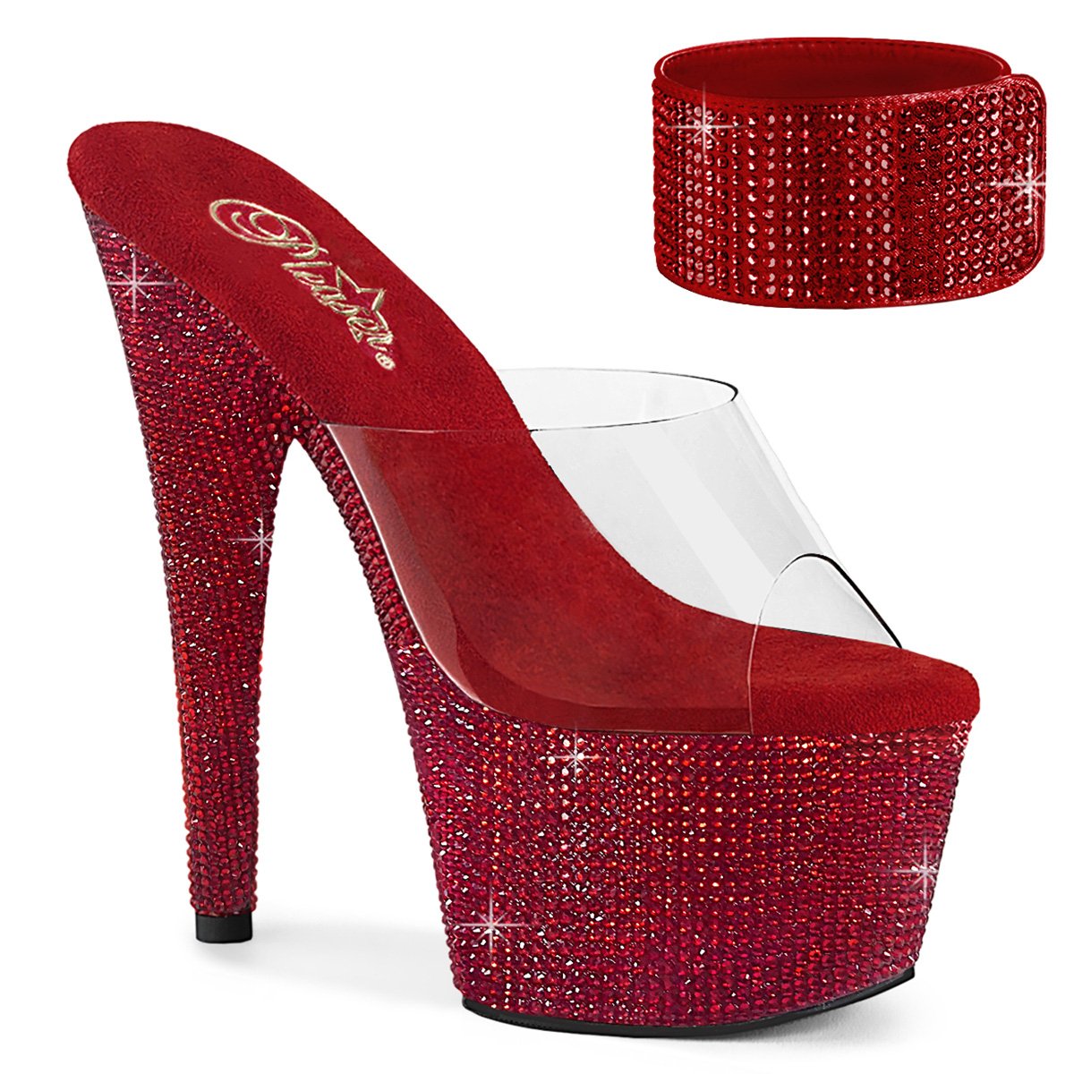 Červené luxusní pantofle BEJ712RS/C/RYRRS | BEJEWELED-712RS Pleaser