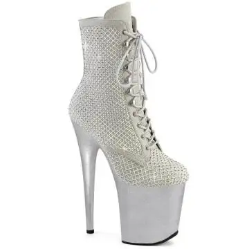 Stříbrné luxusní taneční kozačky FLAM1020RM/SFS-RS/M | FLAMINGO-1020RM Pleaser