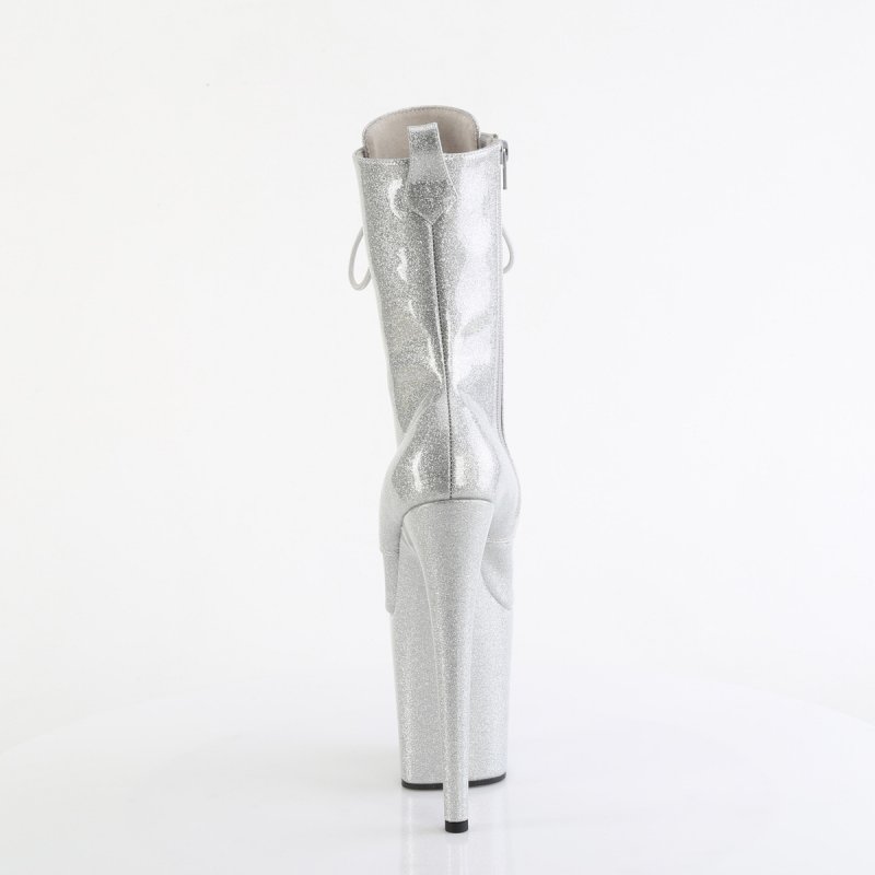 Stříbrné pole dance kozačky FLAM1040GP/SG/M | FLAMINGO-1040GP Pleaser - zezadu