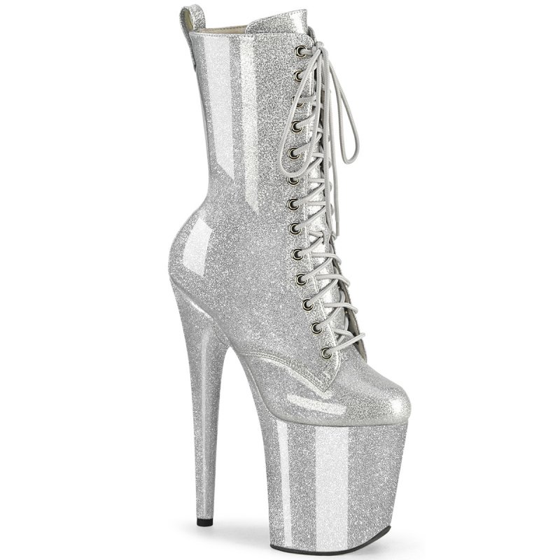 Stříbrné pole dance kozačky FLAM1040GP/SG/M | FLAMINGO-1040GP Pleaser