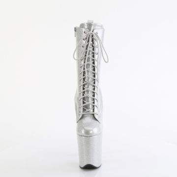 Stříbrné pole dance kozačky FLAM1040GP/SG/M | FLAMINGO-1040GP Pleaser - zepředu Stříbrné pole dance kozačky FLAM1040GP/SG/M | FLAMINGO-1040GP Pleaser - zepředu