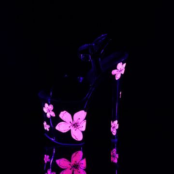 Černé sandály s růžovými květy XTM809HB/B/B-NPNK Pleaser | XTREME-809HB Pleaser - z vnitřku