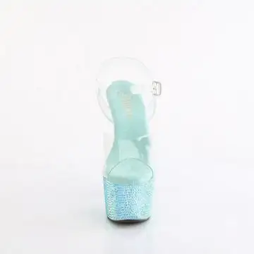 Tyrkysové luxusní sexy boty Pleaser BEJ708RRS/C/AGQRS | BEJEWELED-708RRS Pleaser - zepředu