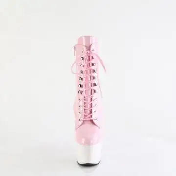 ADO1020/BP/W růžovo bílé kotníčkové kozačky | ADORE-1020 Pleaser - zepředu