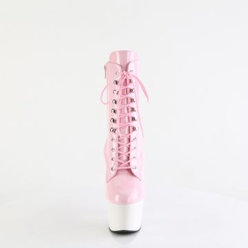 ADO1020/BP/W růžovo bílé kotníčkové kozačky | ADORE-1020 Pleaser - zepředu