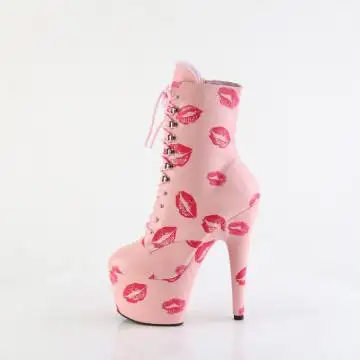 Růžové taneční kozačky Pleaser s polibky ADO1020KISS/BPPU/M | ADORE-1020KISSES Pleaser - z vnitřku
